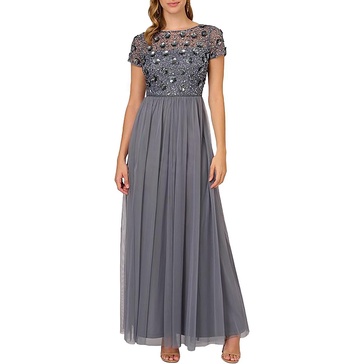 plus womens embellished long evening dress