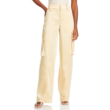 womens satin high rise cargo pants