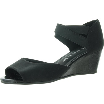 tova womens solid man made wedge heels