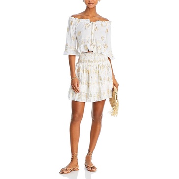 womens ruffled printed cropped