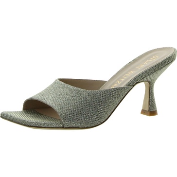 womens metallic square toe mules