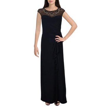 womens illusion embellished evening dress