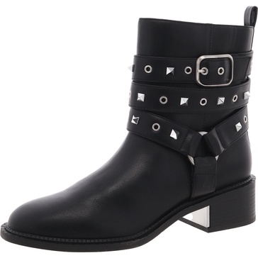 barla womens studded manmade motorcycle boots