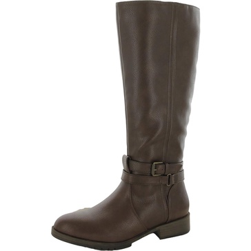 garrison womens faux leather wide calf knee-high boots