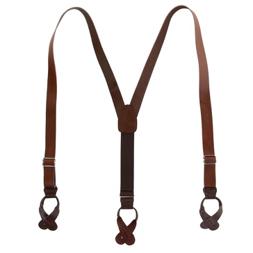 men's coated leather button-end 1 inch suspenders