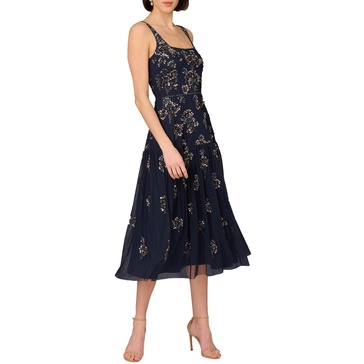 womens beaded midi cocktail and party dress