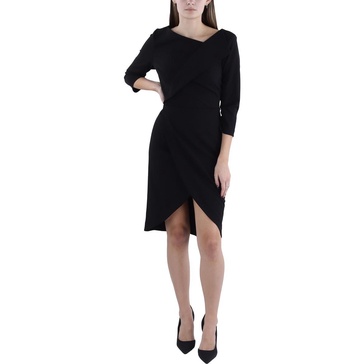 womens faux wrap knee length midi dress