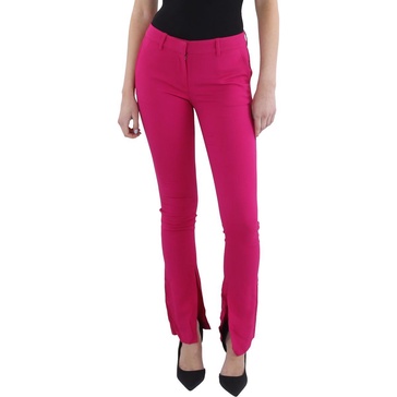 javier womens solid mid-rise trouser pants