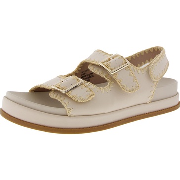 beena womens faux leather straw trim platform sandals