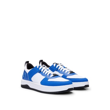 mixed-material trainers with raised-logo backtab