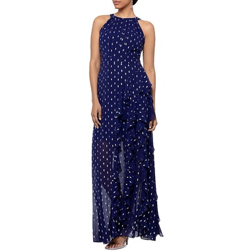 womens chiffon foiled evening dress