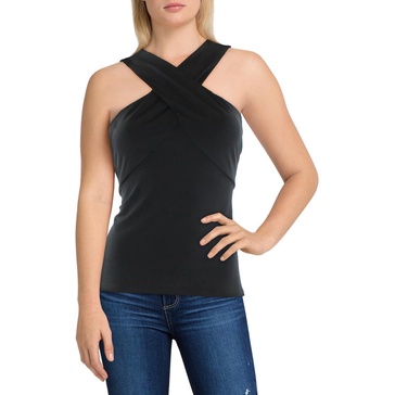 womens cross neck keyhole halter top
