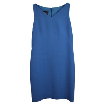 v-neck shift dress in blue wool