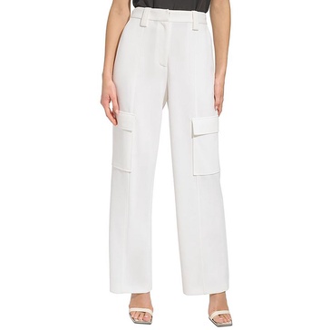 womens crepe mid-rise wide leg pants