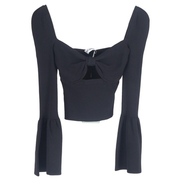sweetheart neckline cutout top in black viscose