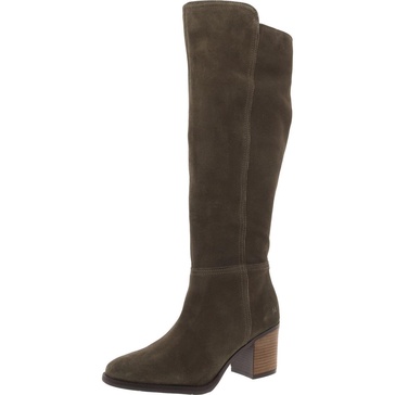 bonnay womens leather stacked heel knee-high boots