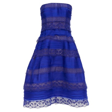lace trim overlay strapless cocktail dress