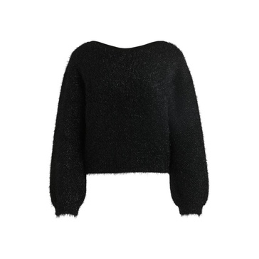 fluffy slim-fit sweater with rear bow detail