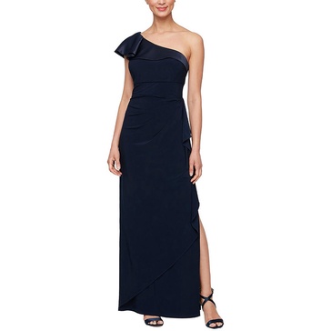womens one shoulder built in bra evening dress