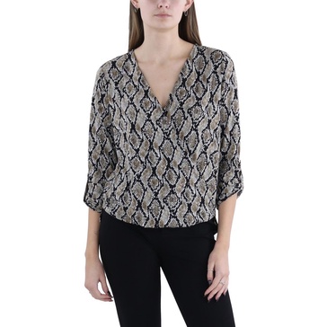 womens polyester animal print wrap top