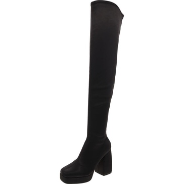 the uplift womens block heel satin over-the-knee boots