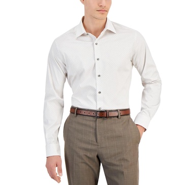 mens printed polyester button-down shirt