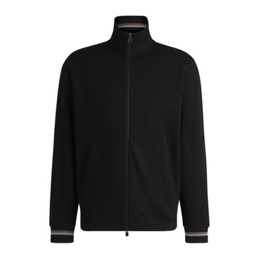 mercerized-cotton regular-fit sweatshirt with stripe cuffs