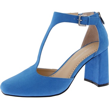 poetic womens zipper faux suede block heels