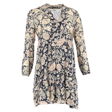 azure floral printed mini dress in multicolor viscose