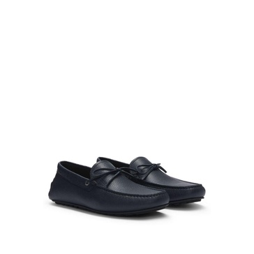 grained-leather moccasins with driver sole