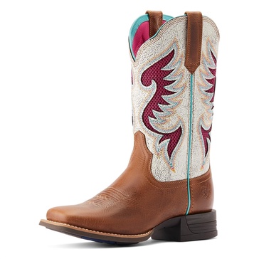 women's pinto venttek 360° western boot in dark tan/distressed white