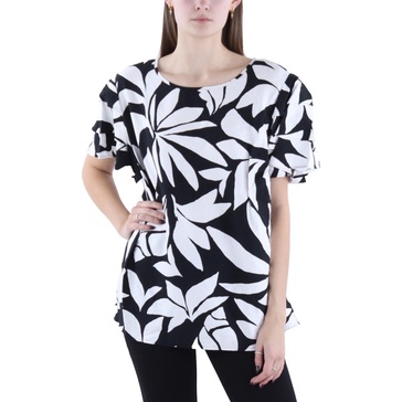 womens printed ruffled blouse
