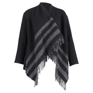 gilla jacquard fringe cardigan in grey wool
