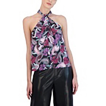 womens paisley polyester halter top