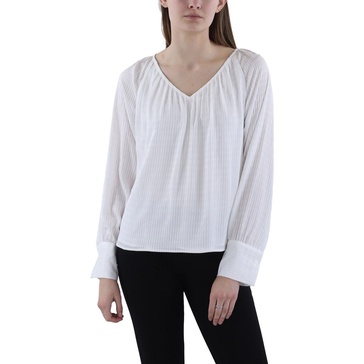 womens v-neck textured blouse
