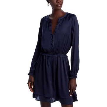 womens above knee button mini dress