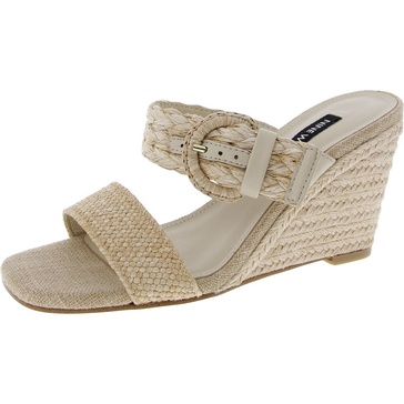novalie 3 womens buckle straw wedge sandals