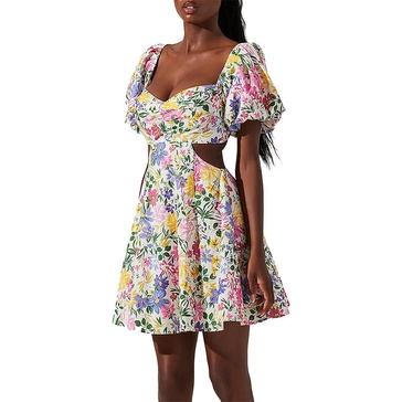 clarita womens floral print cut-out sundress