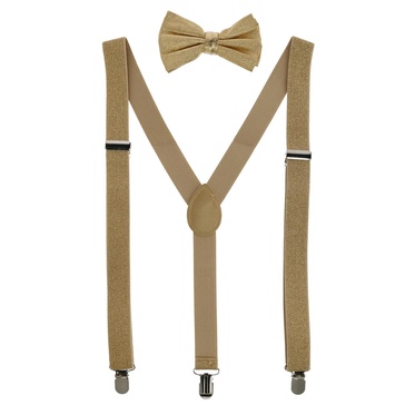 glitter gold bow tie and suspender set
