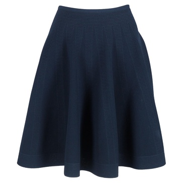flared a-line skirt in navy blue wool