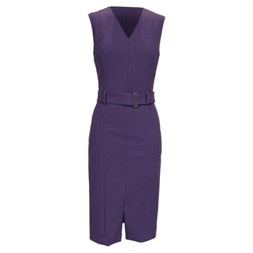 by hugo  dadorina belted midi sleeveless paneled dress in purple polyester
