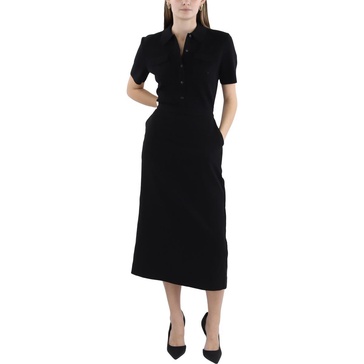womens merino wool blend tea length shirtdress