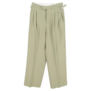 paris pleated wide-leg crepe pants in green viscose