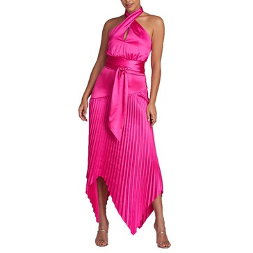 womens asymmetric recycled polyester halter dress