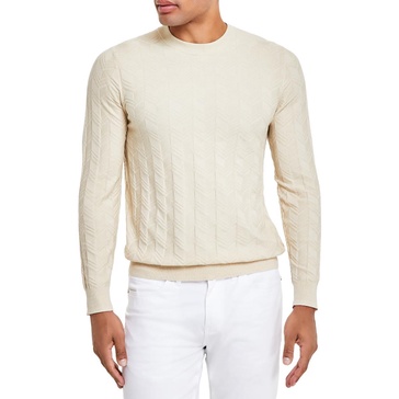mens ribbed trim  knit crewneck sweater