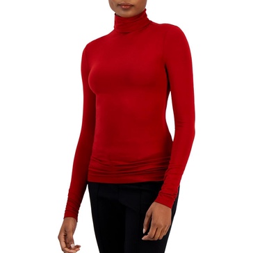 womens solid jersey turtleneck sweater