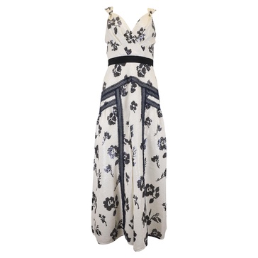 floral midi dress in white sequins