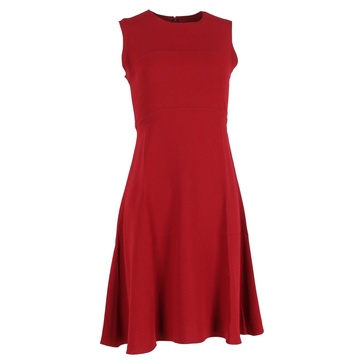 knee-length sleeveless skater dress in red viscose