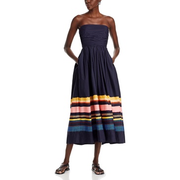 tate womens printed ruched midi dress