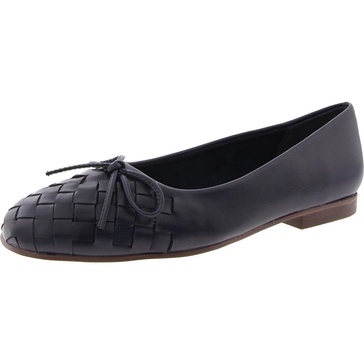womens woven faux leather ballet flats